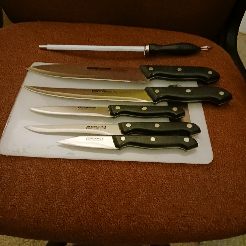 Stainless Steel Knife Set with Black Handles